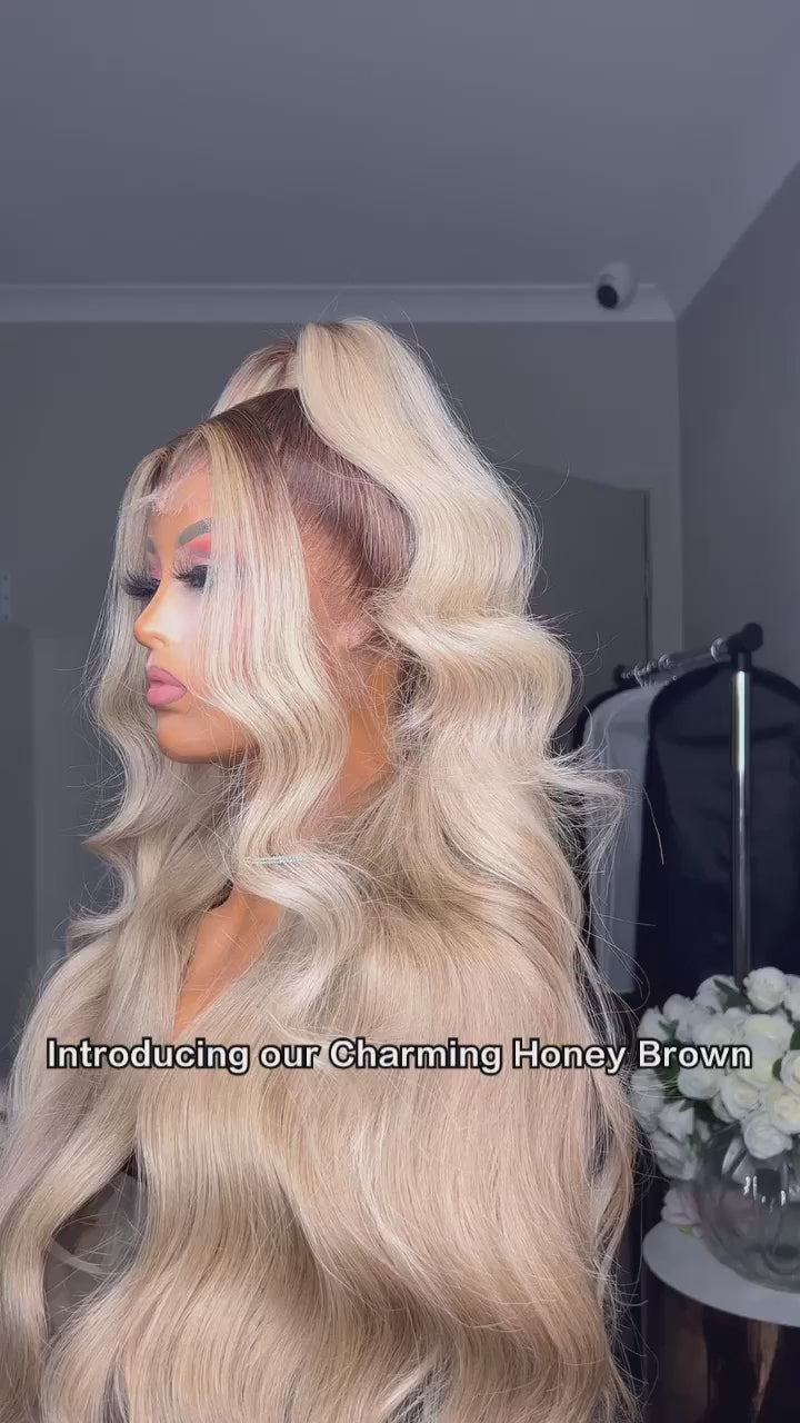 Ash Blonde Wig Wavy Lace Front With Dark Roots 30 Inch