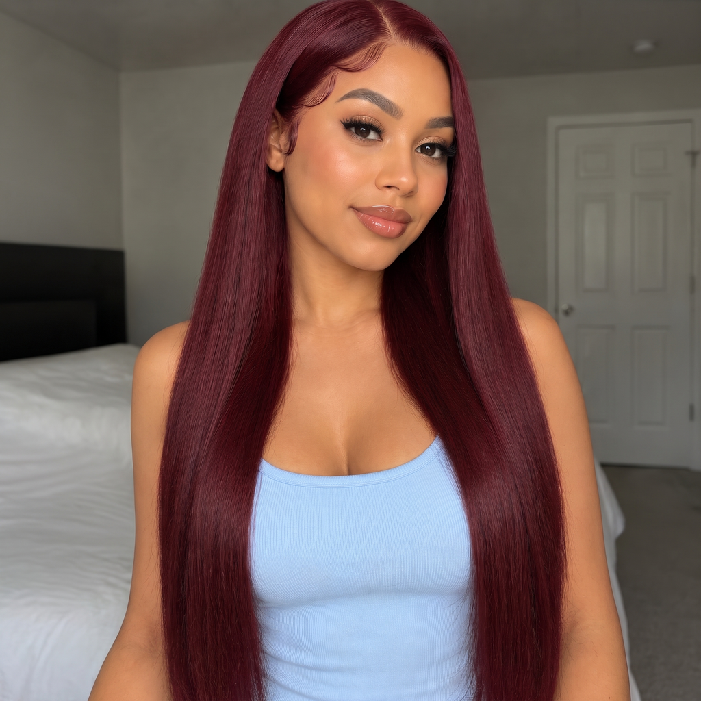 #99J Burgundy Bundles Human Hair Straight Bundles 50 Gram Per Bundle