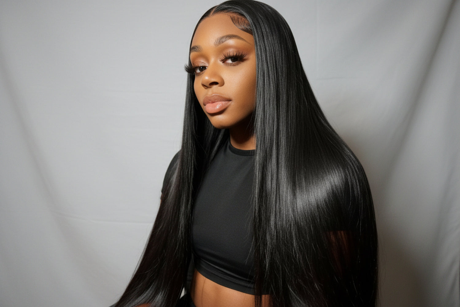 Brazilian Human Hair Straight Transparent Frontal Wigs.