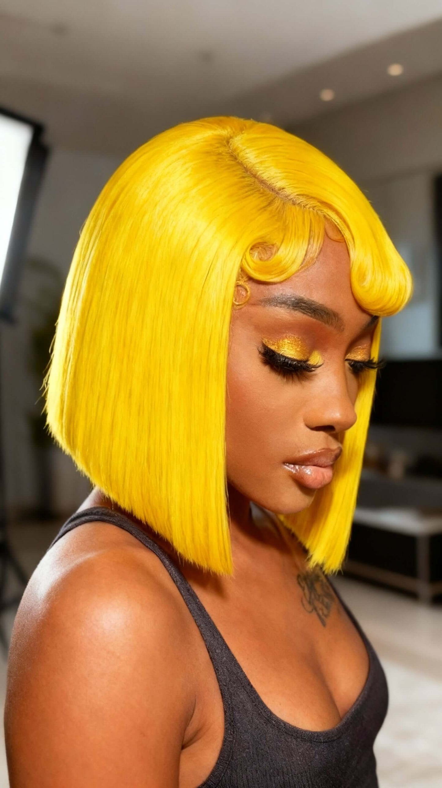 Vibrant Lemon Yellow Color-Lemonade Beauty 13x4 Lace Front Bob Wig.