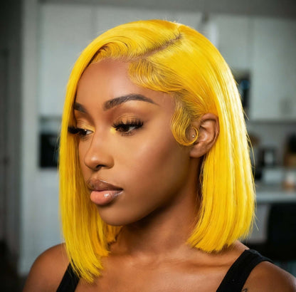 Vibrant Lemon Yellow Color-Lemonade Beauty 13x4 Lace Front Bob Wig.