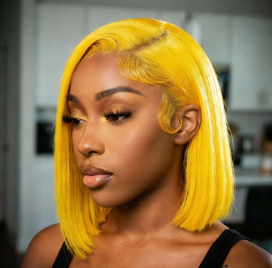 Vibrant Lemon Yellow Color-Lemonade Beauty 13x4 Lace Front Bob Wig.