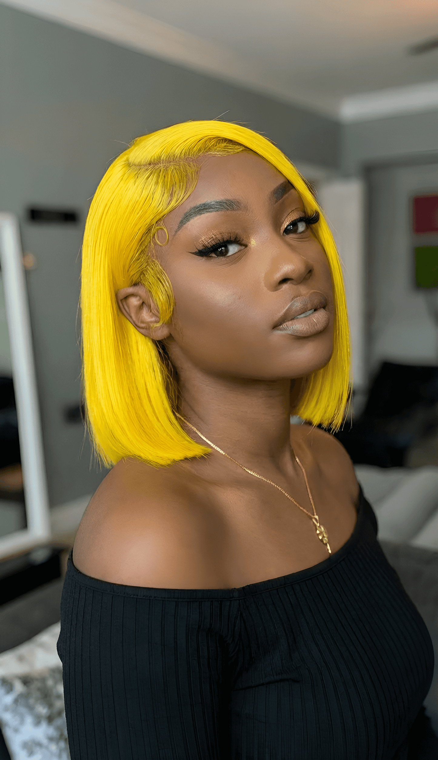 Vibrant Lemon Yellow Color-Lemonade Beauty 13x4 Lace Front Bob Wig.