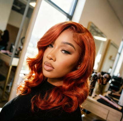 Ginger Orange Loose Deep HD Lace Front Wig Human Hair.